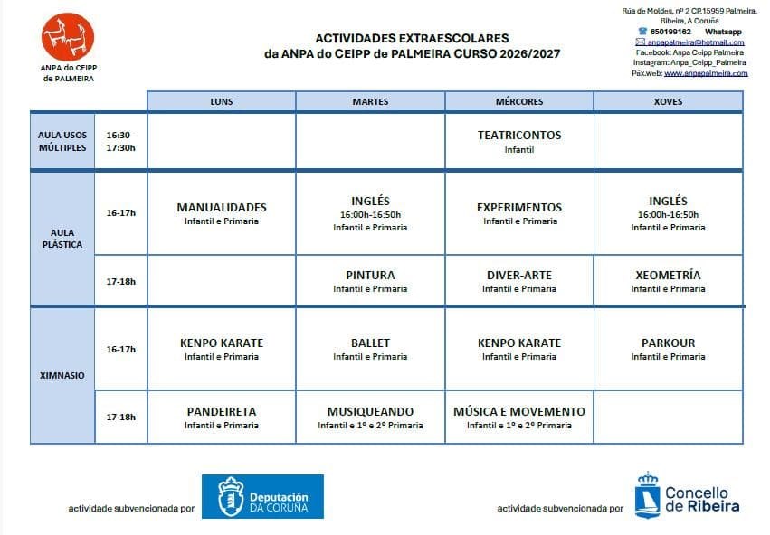 Actividades extraescolares curso 2026-27