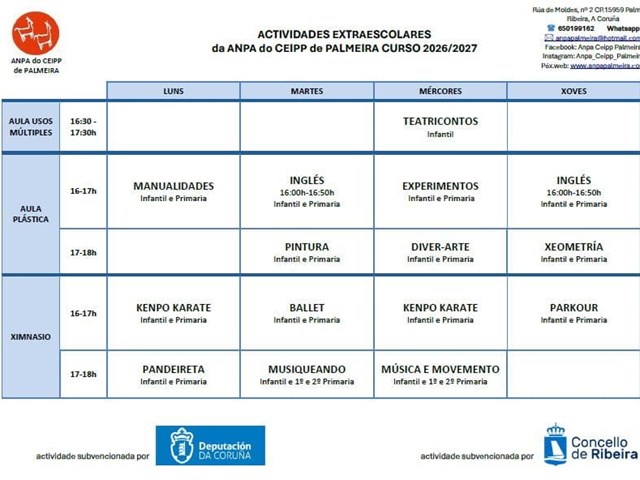 Actividades extraescolares curso 2026-27