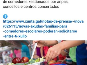 Axudas da Xunta para o comedor do cole