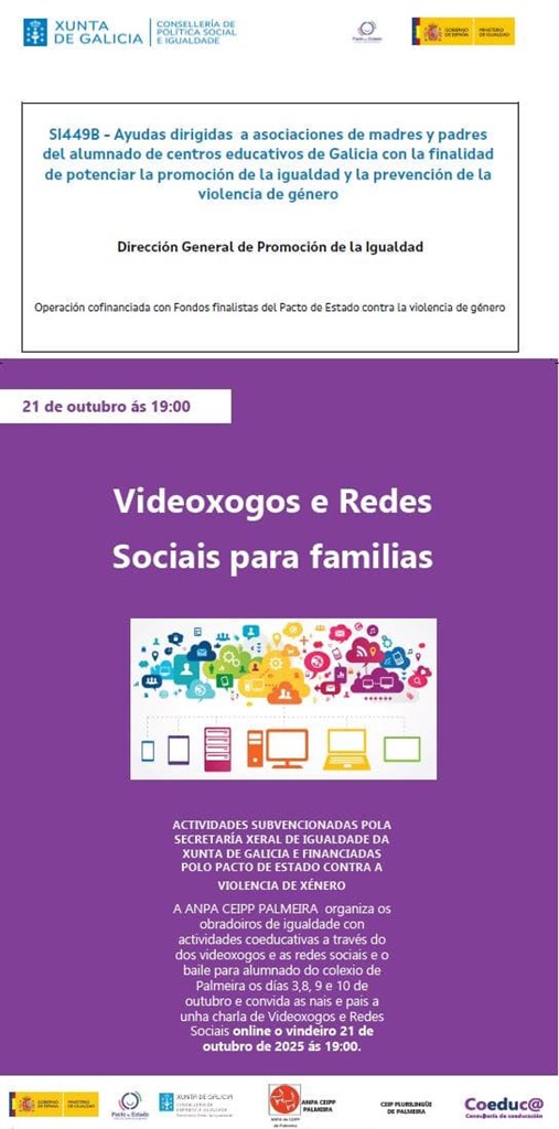 Charla online de Videoxogos o redes sociais